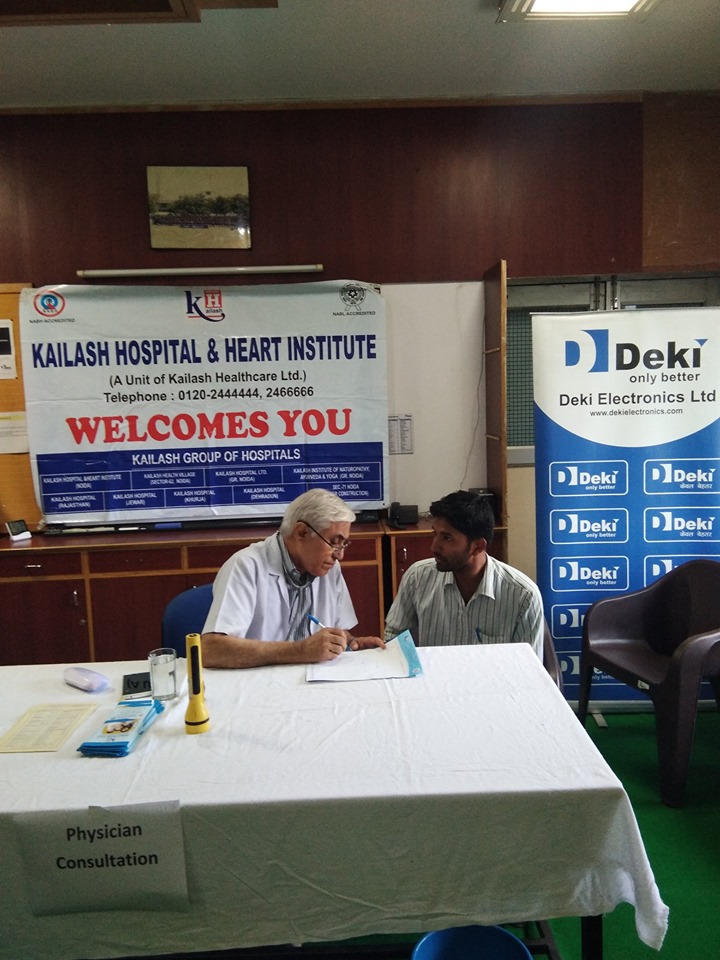 Kailash Charitable Trust organized a Free Health Check-up Camp at Deki Electronics, Sector 58, Noida on 26 July 2019