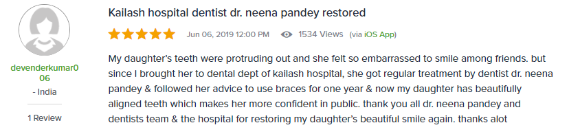Kailash hospital dentist dr. neena pandey restored