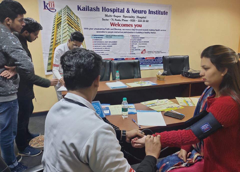 Kailash Hospital & Heart Institute, Noida Organized a Free Health Check-Up Camp at, PS Quick IT, C-56A/13, Sector-62 Noida