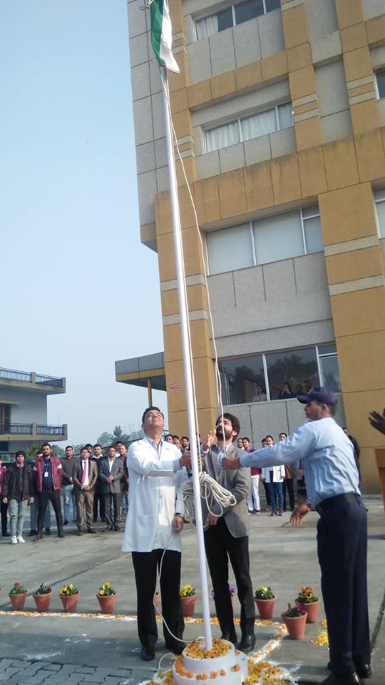 Republic Day Celebration in Kailash Hospital Dehradun. Flag Hoisting Ceremony took place at the Hospital at 9.30 am. It was attended by the Consultants and staff of the Hospital. The gathering was addressed by the MS and Director.