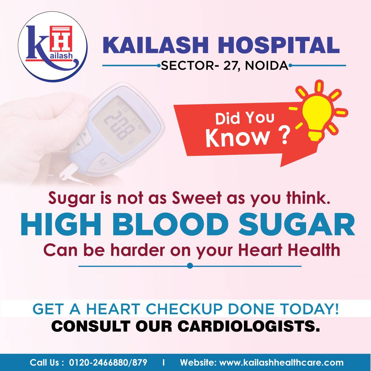 High Blood Sugar can increase the risk of Cholesterol built up & Cardiovascular diseases. Get a heart checkup done today!