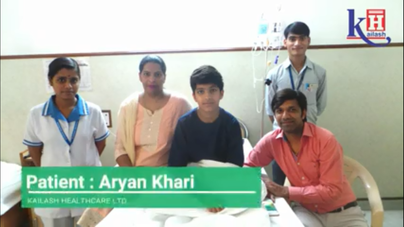 Mr. Aryan Khari’s father appreciates the cooperative staff & services at Kailash Hospital