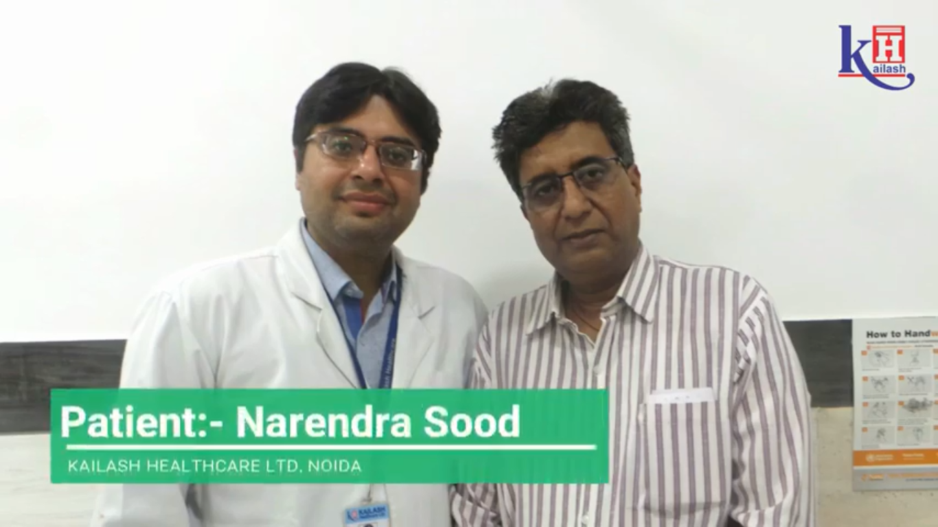 Mr. Narendra Sood Thanks The Physiotherapist of Kailash Hospital, Noida for His Treatment