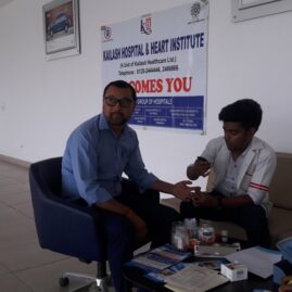 Kailash Charitable Trust in association with Bajaj Allianz General Insurance Co. Ltd. organized a free Health Check up camp at Nimbus Motors Pvt.