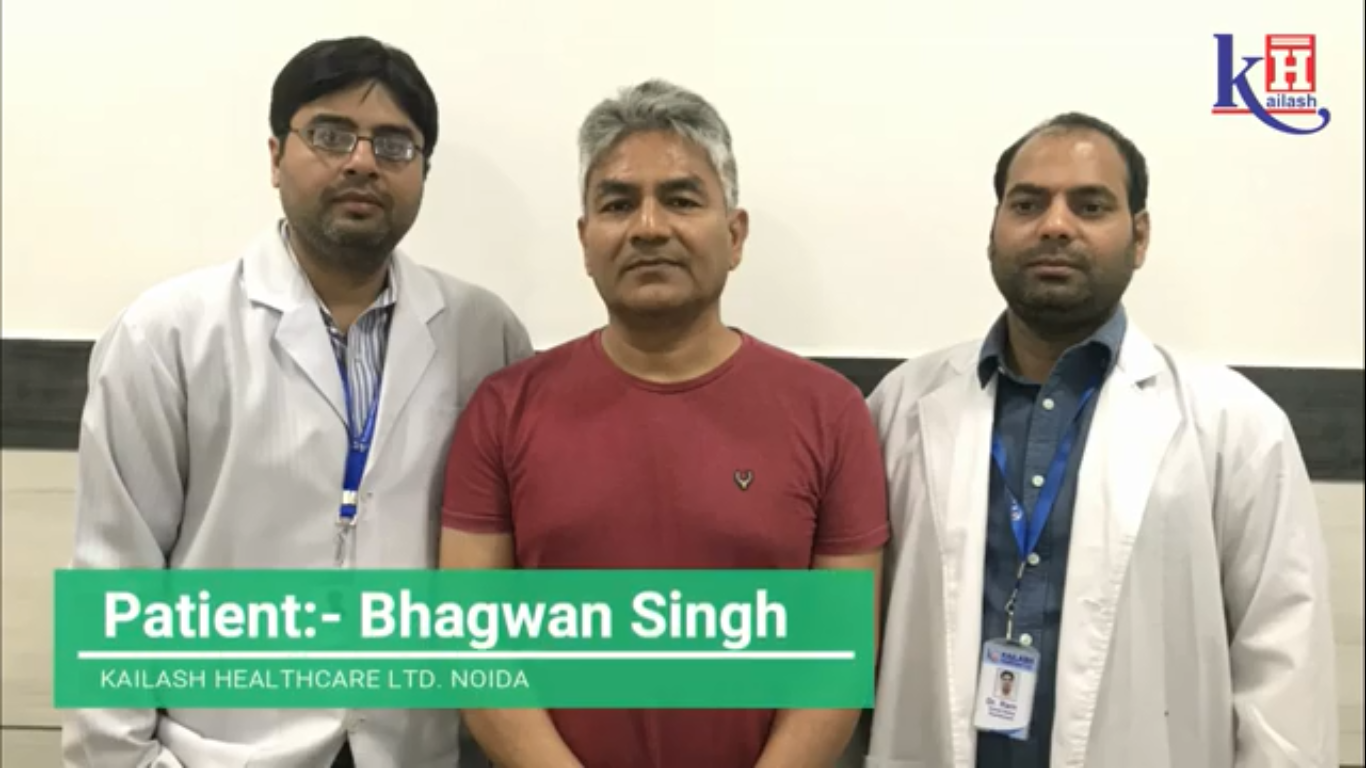 Patient Mr. Bhagwan compliments Kailash Hospital’s Physiotherapists for his treatment