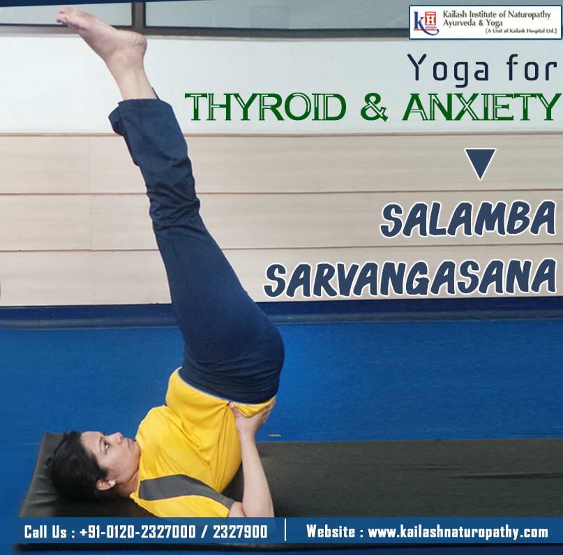 Salamba Sarvangasana stimulates the thyroid and prostate glands helping to relieve thyroid problems & stress.