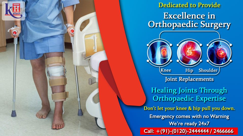Get advanced solutions to all your joint problems through Joint Replacement Surgeries at Kailash Hospital, the Best Orthopaedic Hospital.