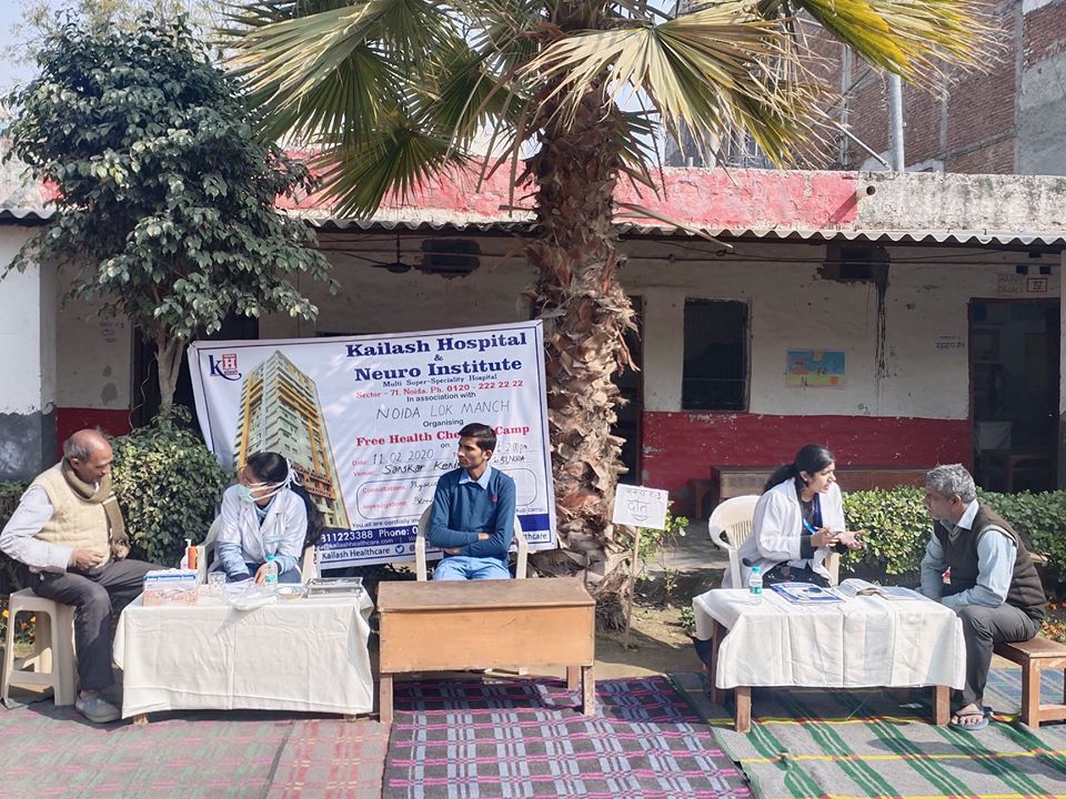 Kailash Hospital & Neuro Institute, in association with Noida Lok Manch Organized a Free Health Check-Up Camp at, Sanskar Kendra School, Sector-22 Noida
