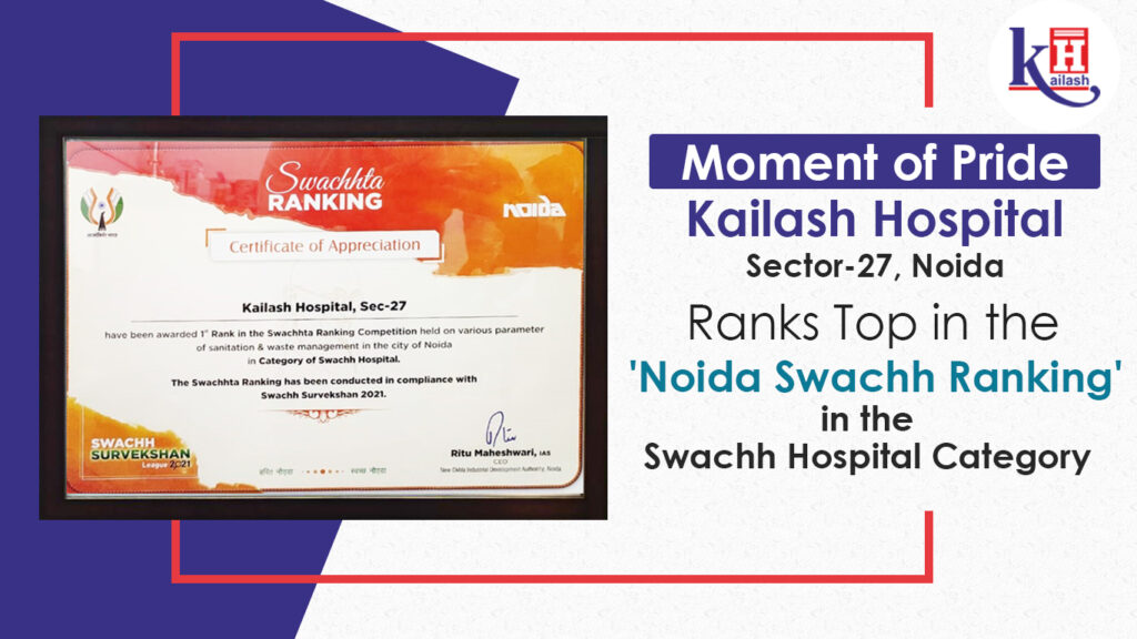 A Moment of Pride for all of us! Kailash Hospital, Sec-27, Noida has ranked Top in the ‘Noida Swachh Ranking’ in the Swachh Hospital Category