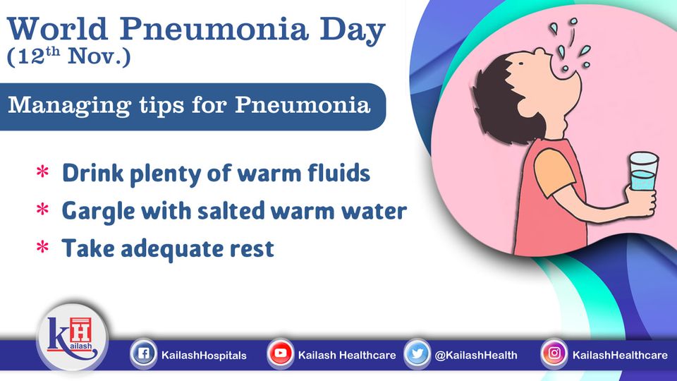 Pneumonia symptoms can be well managed through drinking warm liquids and gargle.