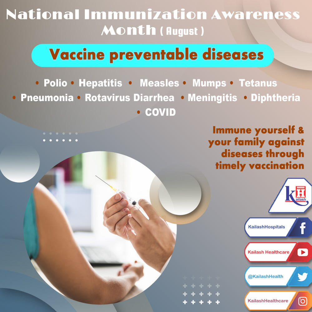 Get timely vaccinated for these Vaccine-preventable Diseases. Visit Kailash Hospital Vaccination Department.
