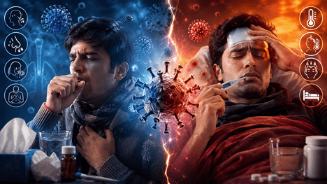 Flu vs fever symptoms comparison — Kailash Hospital